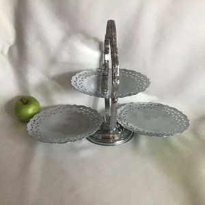 Vintage 3 Tier Folding Metal Server Party Tray